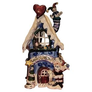 Blue Sky Corp Santa's Workshop House Figurine 2002 Christmas Decoration Holiday